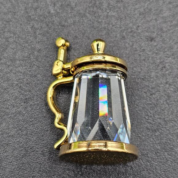 Swarovski Crystal Memories Beer Mug Figurine - Vintage Gold-Plated Miniature - Picture 3 of 4